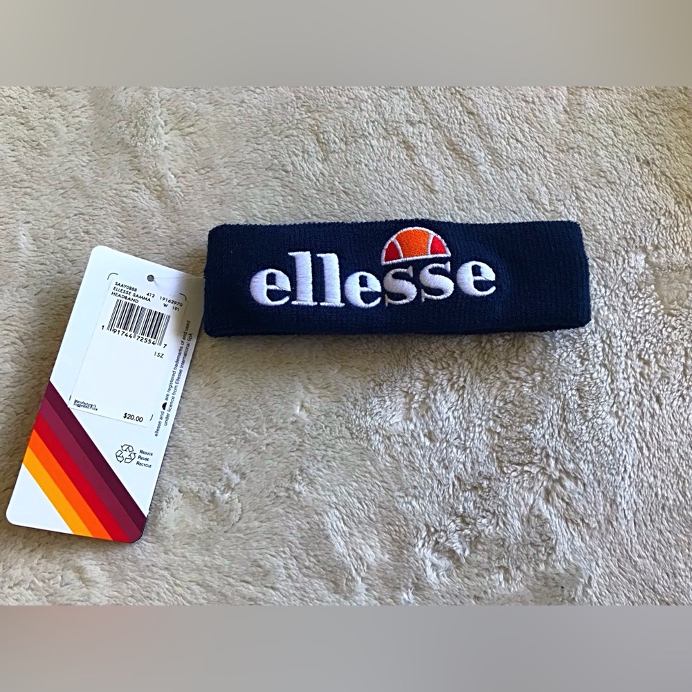 ellesse Navy Blue Logo Terry Knit Headband